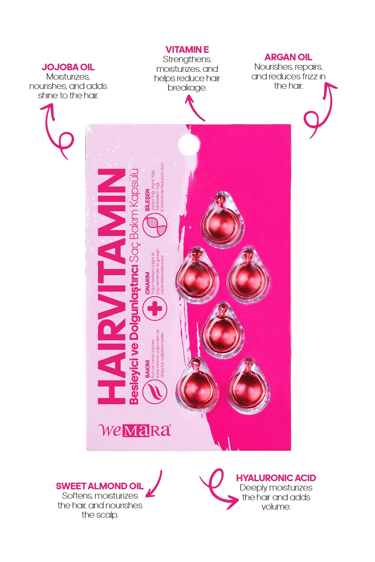 Wemara Nourishing And Volumeting Hair Care Capsules Pack Of 6 - 14ML - Nourishment & Volume Boost | Added with Biotin & Oils