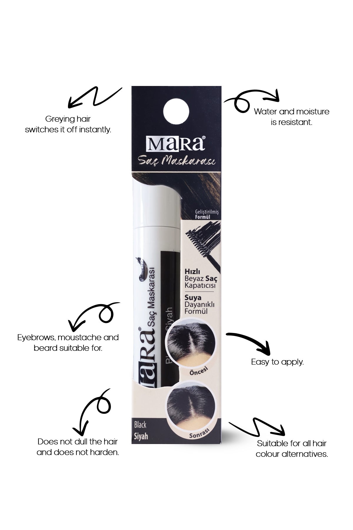 Wemara Quick White Hair Concealer (Black) - 6ML - Grey Coverage & Instant Touch-Up