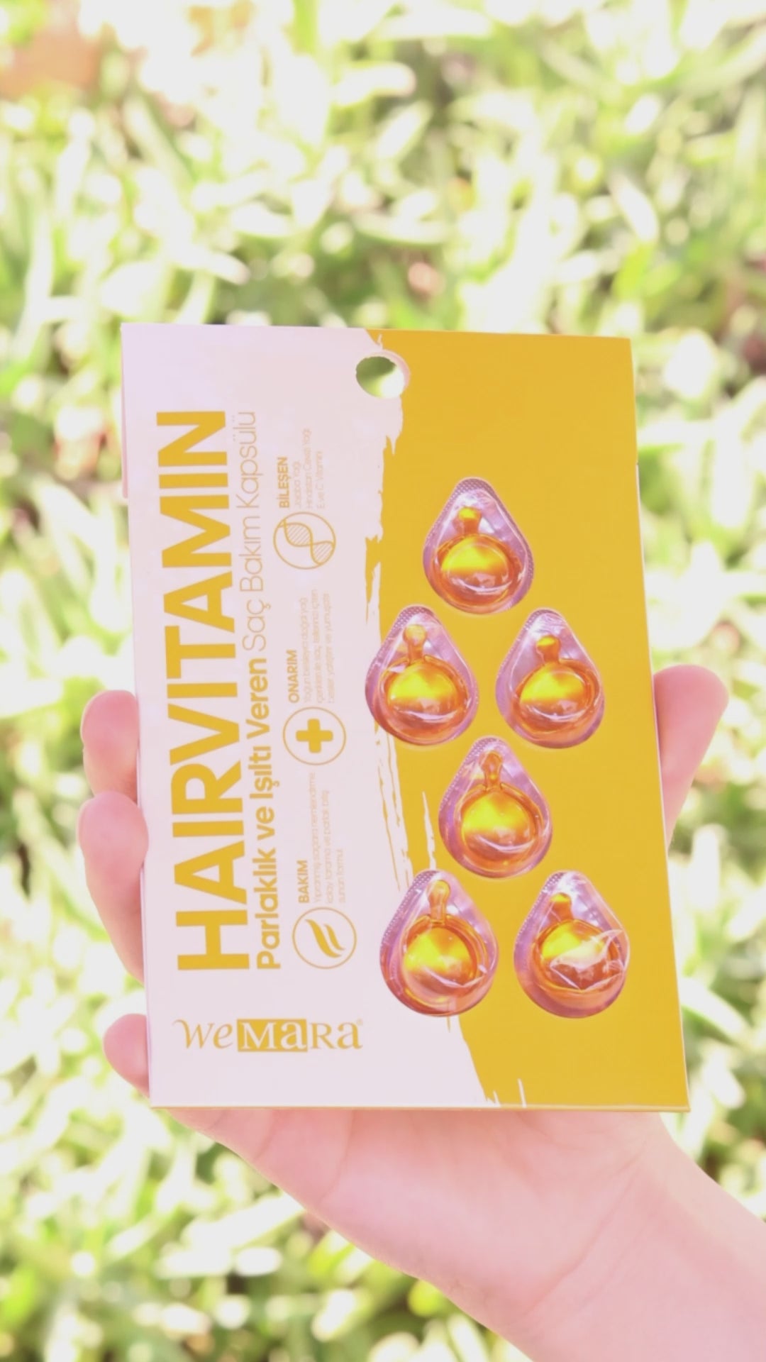 Load video: Wemara Shine &amp; Radiance Enhancing Hair Care Capsules - 14ML - Shine &amp; Smoothness